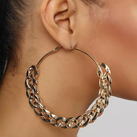 NEW 18k gold plated Hoop Earrings Twisted - Picture 2 of 5